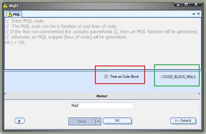 MQL Code block