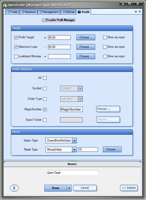 Profit Manager Configuration